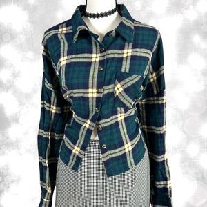 Rue 21 Grunge Style Plaid Long Sleeve Button Up